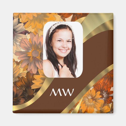 Braune Blumenvorlage Magnet (Vorne)