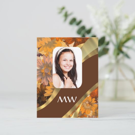 Braune Blumenvorlage Postkarte (Stehend Vorderseite)