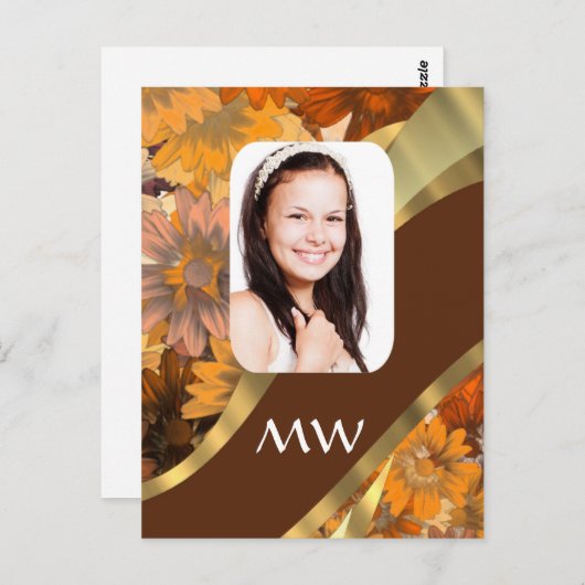 Braune Blumenvorlage Postkarte (Vorne/Hinten)