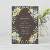 Braune Blumenwiese Hochzeit Einladung (Stehend Vorderseite)