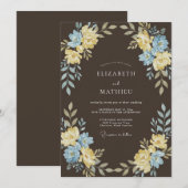 Braune Blumenwiese Hochzeit Einladung (Vorne/Hinten)