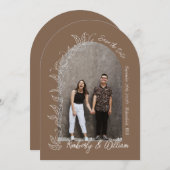 Braune botanische Blätter Save the Date Arsch Einladung (Vorne/Hinten)