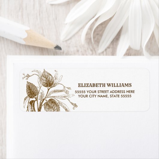 Braune botanische Zeichnend Rücksendeadressen-Aufk (Insitu)