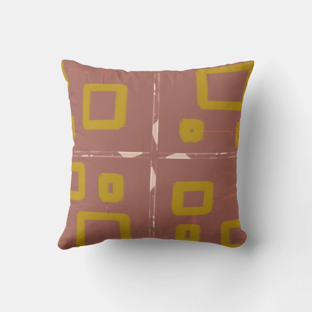 Braune Box Geometric Throw Kissen (Rückseite)