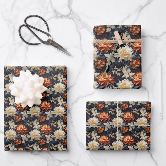 Braune bräunliche Blume Terrakotta-Kupferbrennen Geschenkpapier Set (Vorderseite)