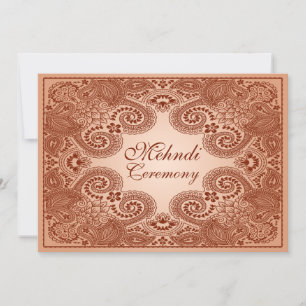 Braune, braunrote Henna Mehndi Party-Einladung 2 Einladung