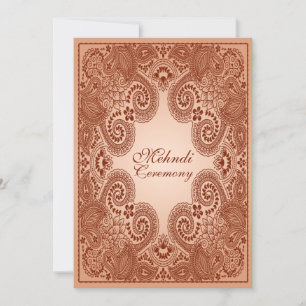 Braune, braunrote Henna Mehndi Party-Einladung Einladung