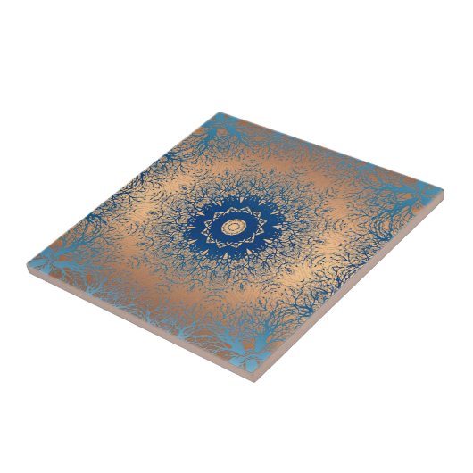 Braune Bronzeseide arabische Dekoration Fliese (Seite)