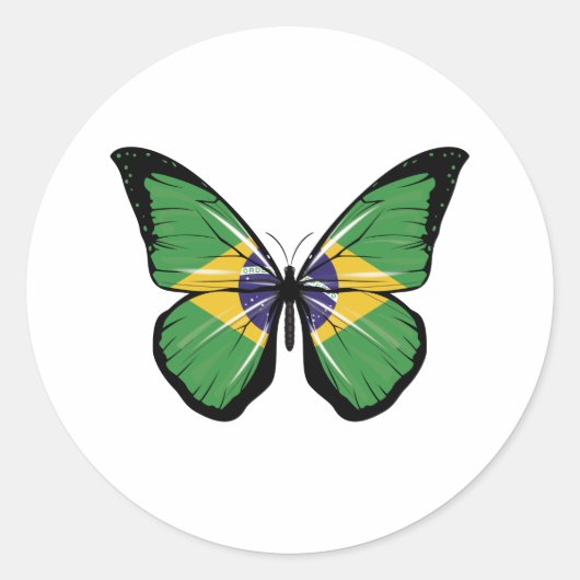 Braune Butterfly Fahne Runder Aufkleber (Vorderseite)