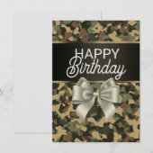 Braune Camouflage & Bow Happy Birthday Card Einladung (Vorne/Hinten)