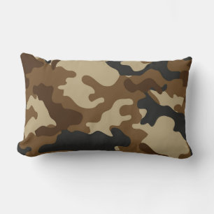 Braune Camouflage Lumbar Kissen