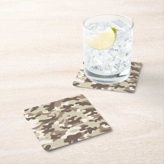 Braune Camouflage Rechteckiger Pappuntersetzer (Vor Ort)