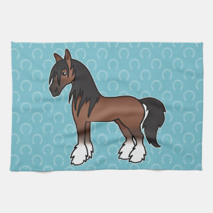 Braune Cartoon Gypsy Vanner Shire Clydesdale Handtuch