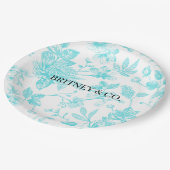 Bräune & Co. Aquamarine Blumenstube Personalisiert Pappteller (Schrägansicht)