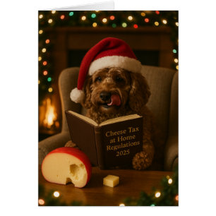 Braune Cockerpoo-Weihnachtskarte 'Käse-Steuer'