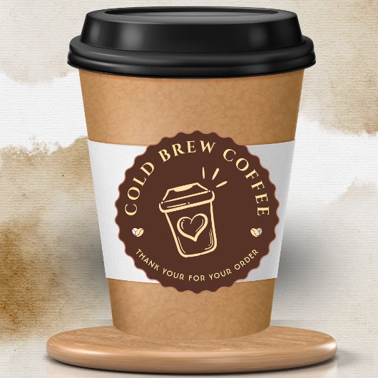 Braune Cold Brew Kaffee Personalisierte Branding  Runder Aufkleber