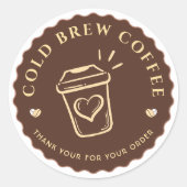 Braune Cold Brew Kaffee Personalisierte Branding  Runder Aufkleber (Vorderseite)