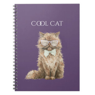 Braune Cool Cat Brille   Notizblock