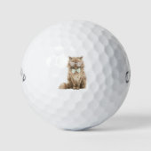 Braune Coole Katzenbrille Golfball (Vorderseite)