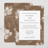 Braune Creme Blumen Hochzeit Einladung (Vorne/Hinten)
