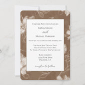 Braune Creme Blumen Hochzeit Einladung (Vorderseite)