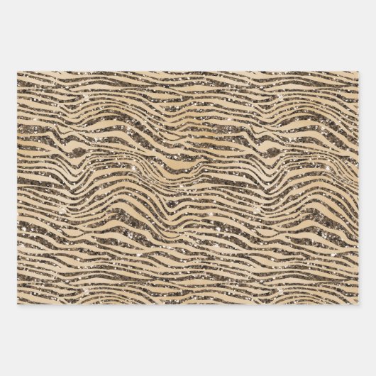 Braune Creme Glitzer Leopard Print Geschenkpapier Set (Vorderseite 3)