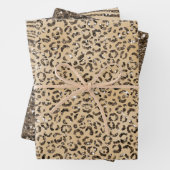 Braune Creme Glitzer Leopard Print Geschenkpapier Set (Beispiel)