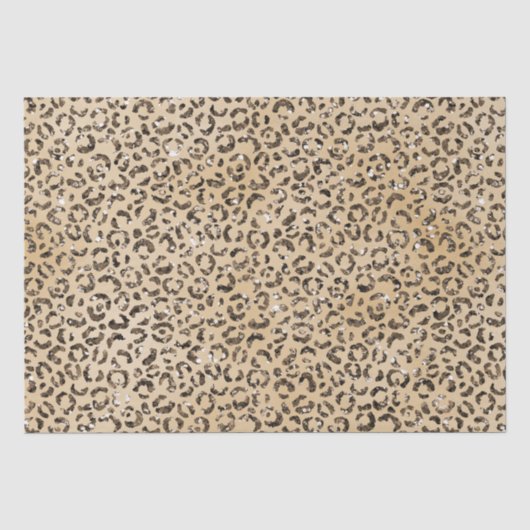 Braune Creme Glitzer Leopard Print Seidenpapier (Vorderseite)