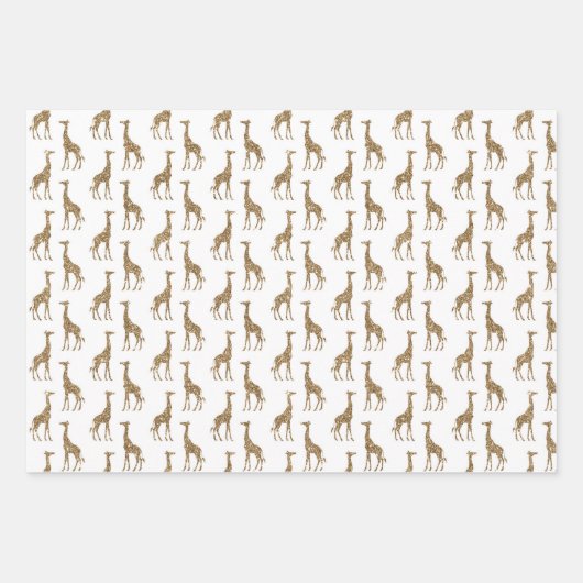Braune Creme Gold Giraffe Print Glitzer      Geschenkpapier Set (Vorderseite 3)