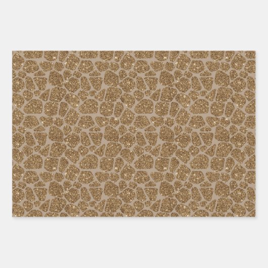 Braune Creme Gold Giraffe Print Glitzer      Geschenkpapier Set (Vorderseite)