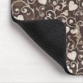 Braune Creme-Herzen Mousepad (Ecke)