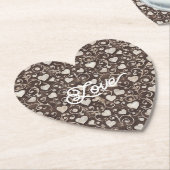 Braune Creme-Herzen Untersetzer (angewinkelt)