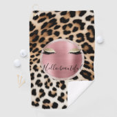 Braune Creme Leopard Gold Glitzer Augen Golfhandtuch (Insitu)