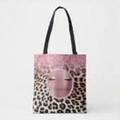 Braune Creme Leopard Gold Glitzer Augen Tasche (Vorderseite)