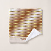 Braune Creme und Goldstreifen benennen Badetuch Badhandtuch Set (Waschlappen)