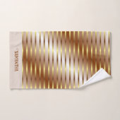 Braune Creme und Goldstreifen benennen Badetuch Badhandtuch Set (Handtuch)