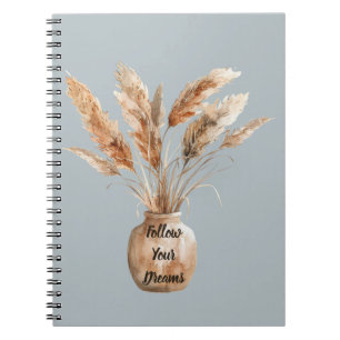 Braune Creme-Vase mit Federn Notizblock