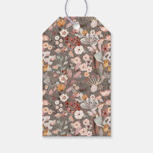 Braune, cremige, rosafarbene botanische Blume Geschenkanhänger (Vorderseite)