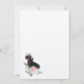 Braune Dackel Blumenrosa Rose Einladung (Rückseite)