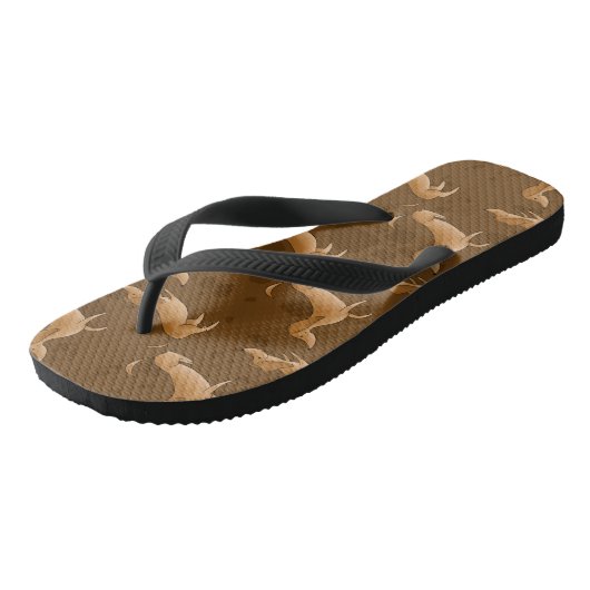 Braune Dackel Flip Flops Badesandalen (Schrägansicht)
