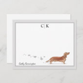 Braune Dackel Graue Border Monogramm Ihr Name Mitteilungskarte (Vorne/Hinten)