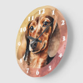Braune Dackel Große Wanduhr (Winkel)