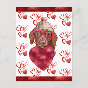 Braune Dackel Herz Dog Lover Valentine Geschenk Feiertagspostkarte