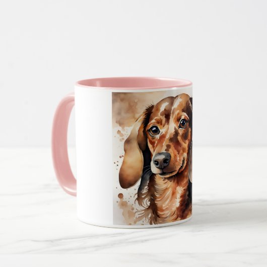 Braune Dackel Tasse (Vorderseite Links)