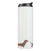 Braune Dackeln auf Beige Streifen Thermosbecher (Nach links gedreht)