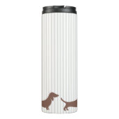 Braune Dackeln auf Beige Streifen Thermosbecher (Rückseite)