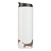 Braune Dackeln auf Beige Streifen Thermosbecher (Nach rechts gedreht)
