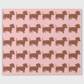 Braune Dackeln hellrosa Wrapping Paper Geschenkpapier (Flach)
