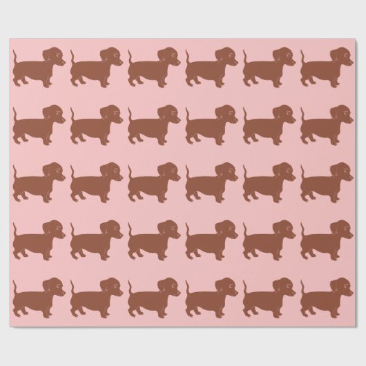 Braune Dackeln hellrosa Wrapping Paper Geschenkpapier (Flach)