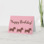 Braune Dackeln Pink Happy Birthday Card Karte (Vorderseite)